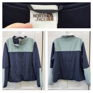 The North Face Mountain Sweatshirt Pullover 1/4 Snap Jacket Womens XL Navy Blue